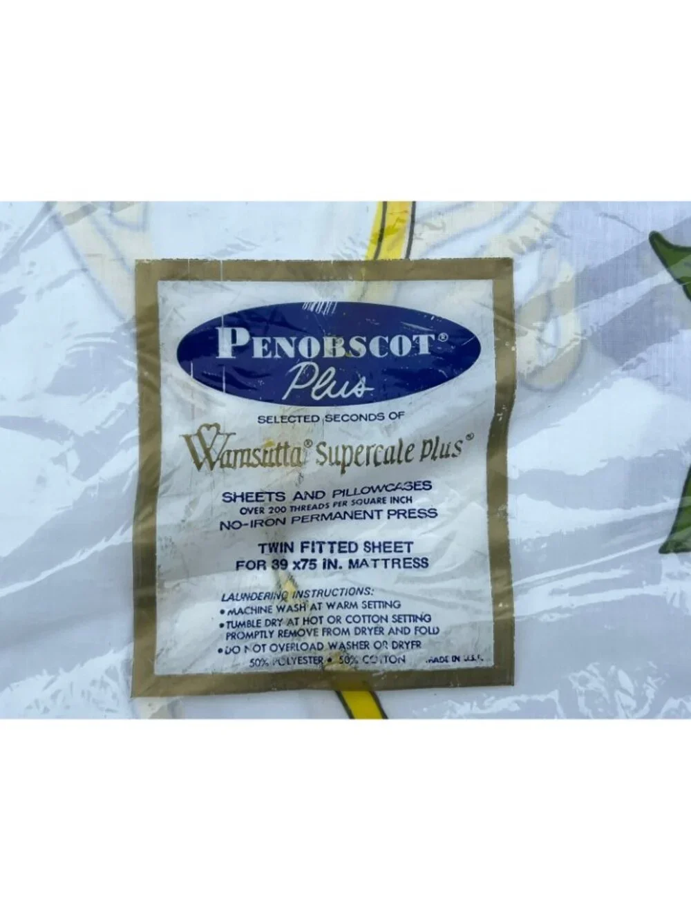NOS Vtg 70s Penobscot Wamsutta Twin Flat Fitted Sheets Supercale Mod Flowers Set